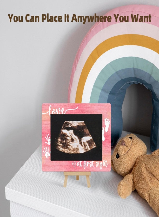OXRUN New Mom Gifts, 4x6 Pregnancy Baby Ultrasound Picture Frame, Love at First Heartbeat Wooden Photo Frame with Easel, Nursery Decor - A04 - Image 4